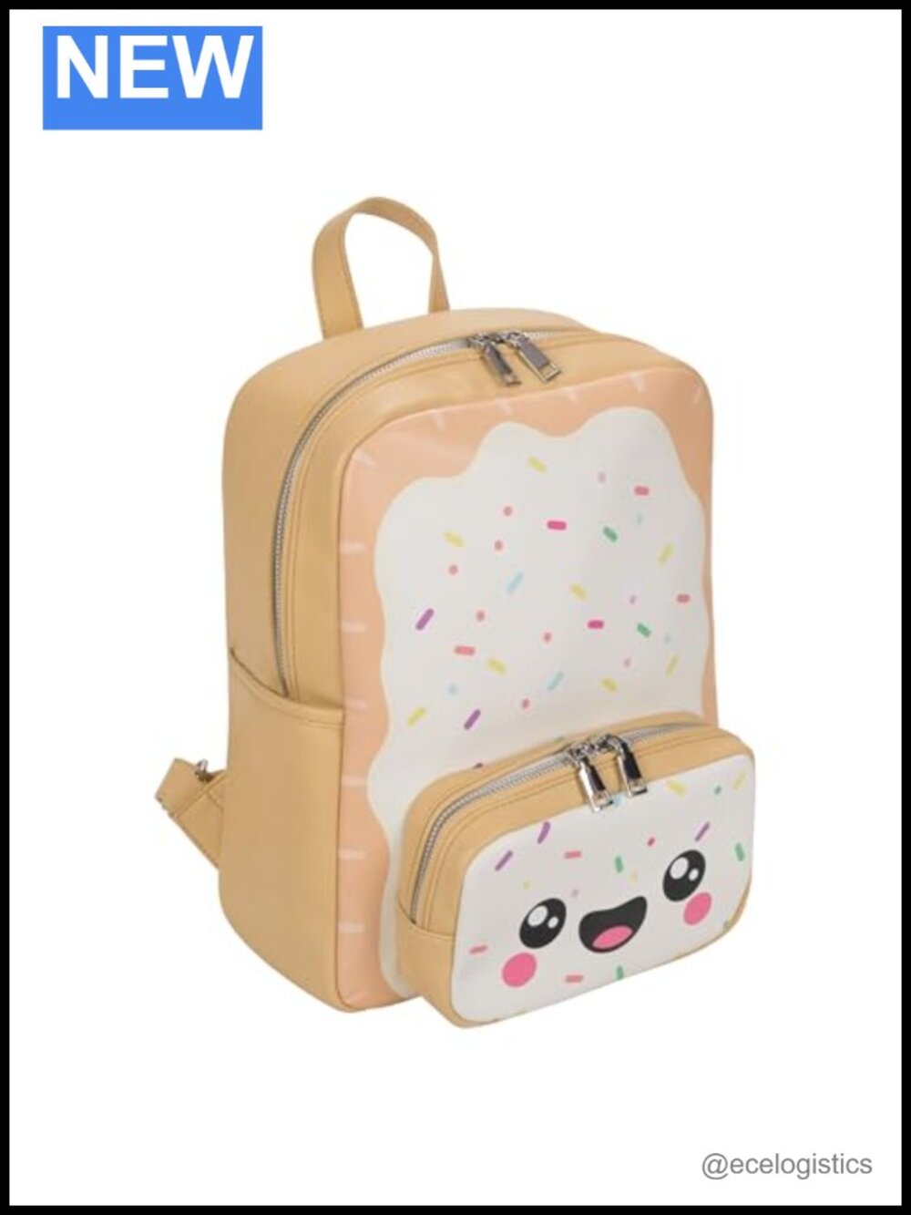 Kawaii Poptart Faux Leather Backpack Purse, Unisex Cute Foodie Mini Travel